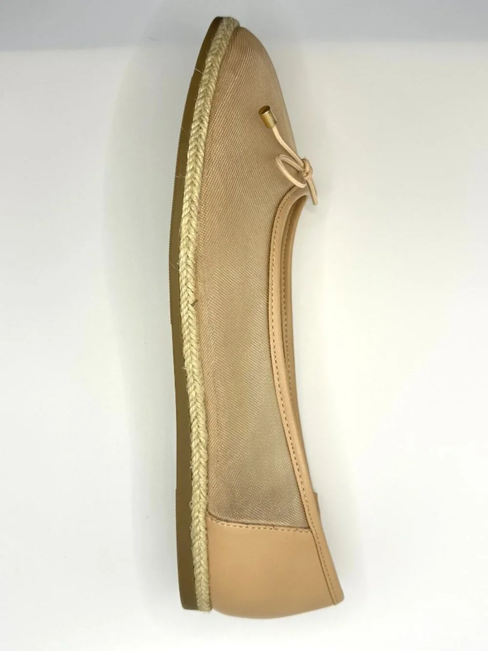 A New Day Beige Mesh Bow Espadrille Ballet Flats Balletcore Coquette Ballerina